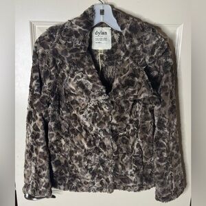 NWT Dylan Women's Leopard Print Faux Fur Jacket.  Size XS